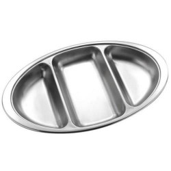 S/S OVAL 3 COMPARTMENT TRAY 50CM        