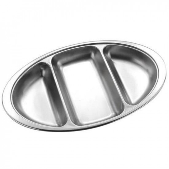 S/S OVAL 3 COMPARTMENT TRAY 50CM