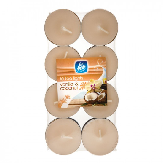 PAN AROMA 16TEA LIGHTS VANILLA COCONUT