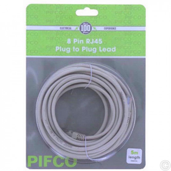 PIFCO 8P RJ45 PLUG TO PLUG LEAD 5M      