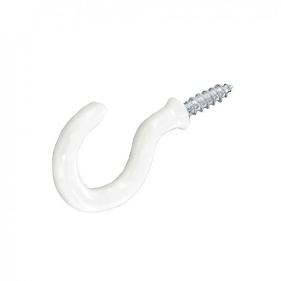 CUP HOOK SHOULDERED WHITE 25MM  S6301