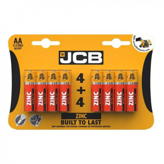 JCB R6/AA 4+4 PK ZINC BATTERY