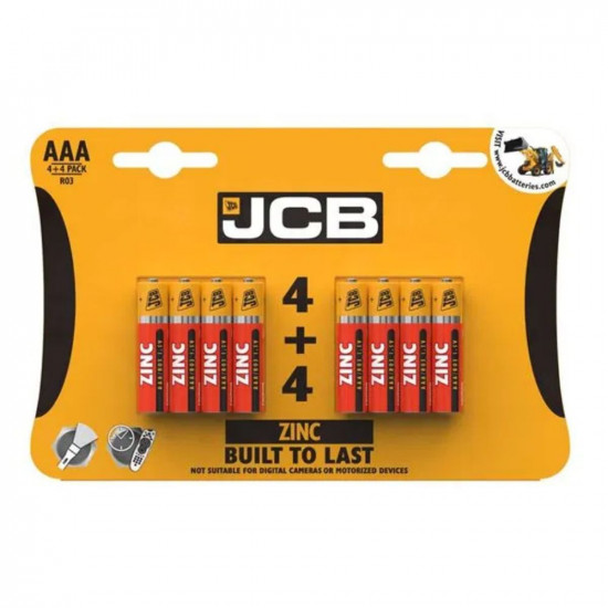 JCB R03/AAA 4+4 PK ZINC BATTERY
