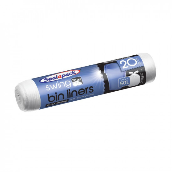 20PK SWING BIN LINERS + TIE HANDLE