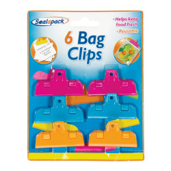 BAG CLIP 6PK ASST'D COL