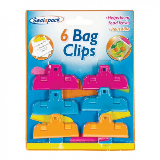 BAG CLIP 6PK ASST'D COL