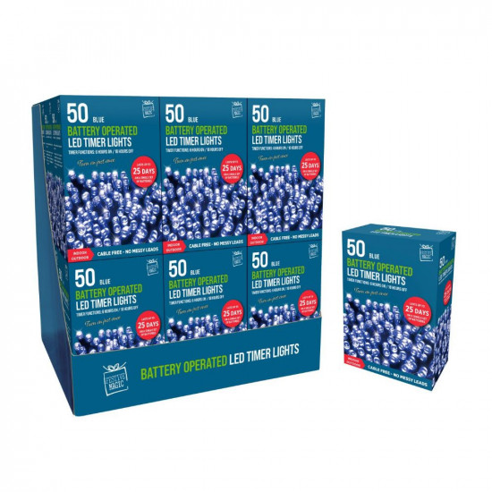 50LED TIMER LIGHTS BLUE XA5876          