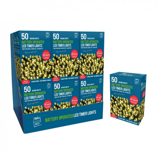 50LED TIMER LIGHTS WARM WHITE XA5877    