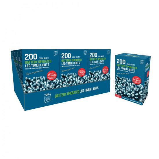 200 LED TIMER LIGHTS C/WHITE XA9445     