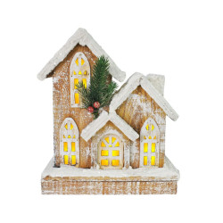 LIGHT UP SNOW WOOD HOUSE 25CM XM4713    