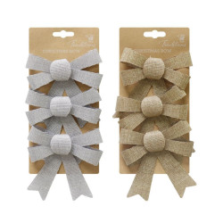 METALLIC WOVEN BOW 3PC 9X11CM XD961     