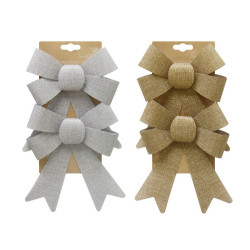 METALLIC WOVEN BOW 2pc 15X17CM XD962    