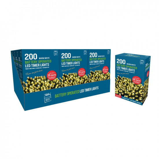 200 LED TIMER LIGHTS W/WHITE XM0045     