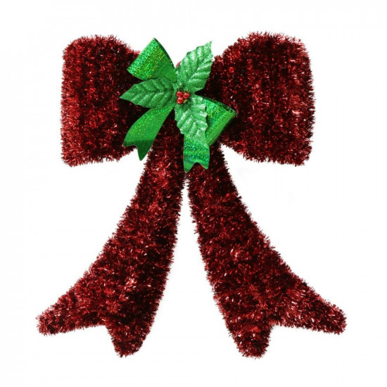 TINSEL BOW PLAQUE 43CM  XM0612          