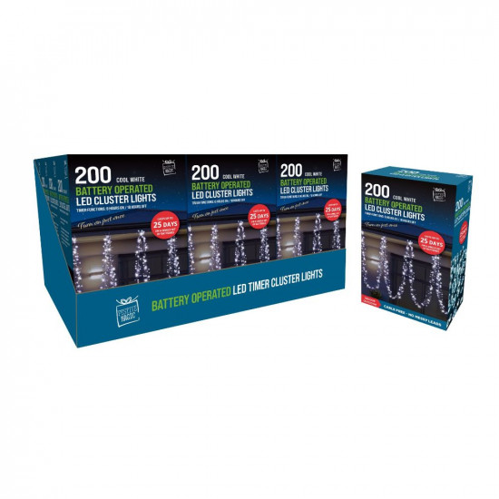200LED TIMER CLUSTER LIGHTS WHT XM0948  