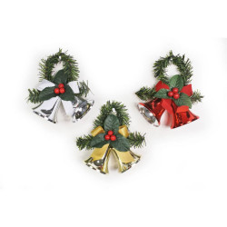 HANGING TWIN BELLS W/HOLLY   XM1389     