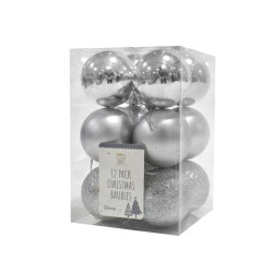 BAUBLES 12PK SMG SILVER                 