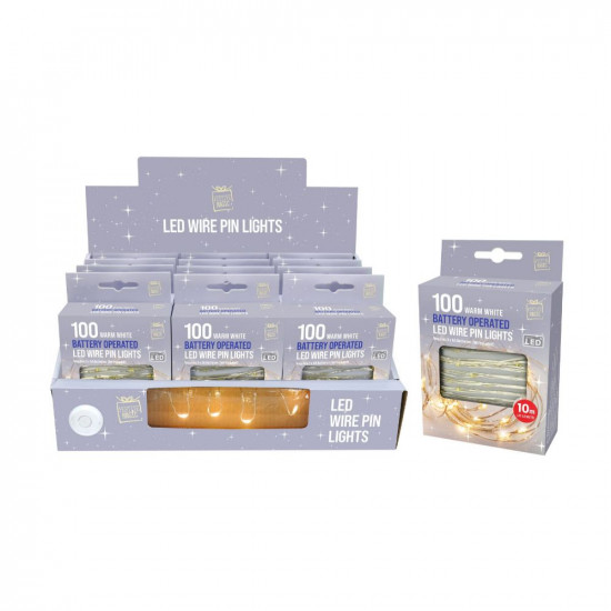 100LED WIRE PIN LIGHT W/WHITE 10M XM2752