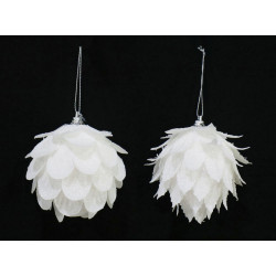 WHITE GLITTER ACORN BAUBLE  XM3134      