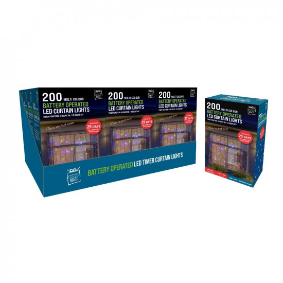 TIMER CURTAIN LIGHTS 200 MULTI  XM3385  