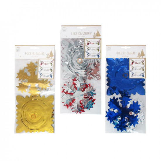 FOIL GARLAND 2.7M SNOWFLAKES XM3388     