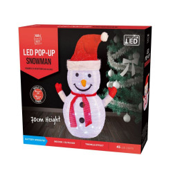 LED POPUP MESH TINSEL SNOWMAN 70CM XM370